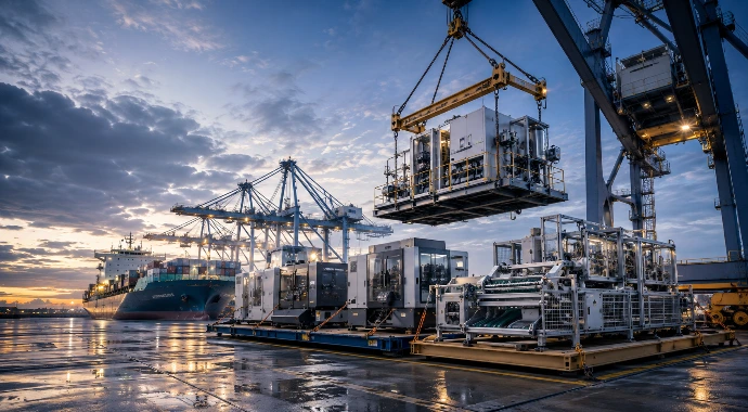 Industrial machinery loading for production line import to Egypt