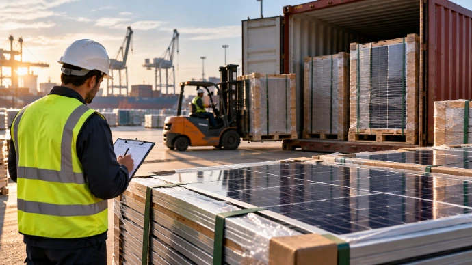 Solar equipment cargo inspection before shipment